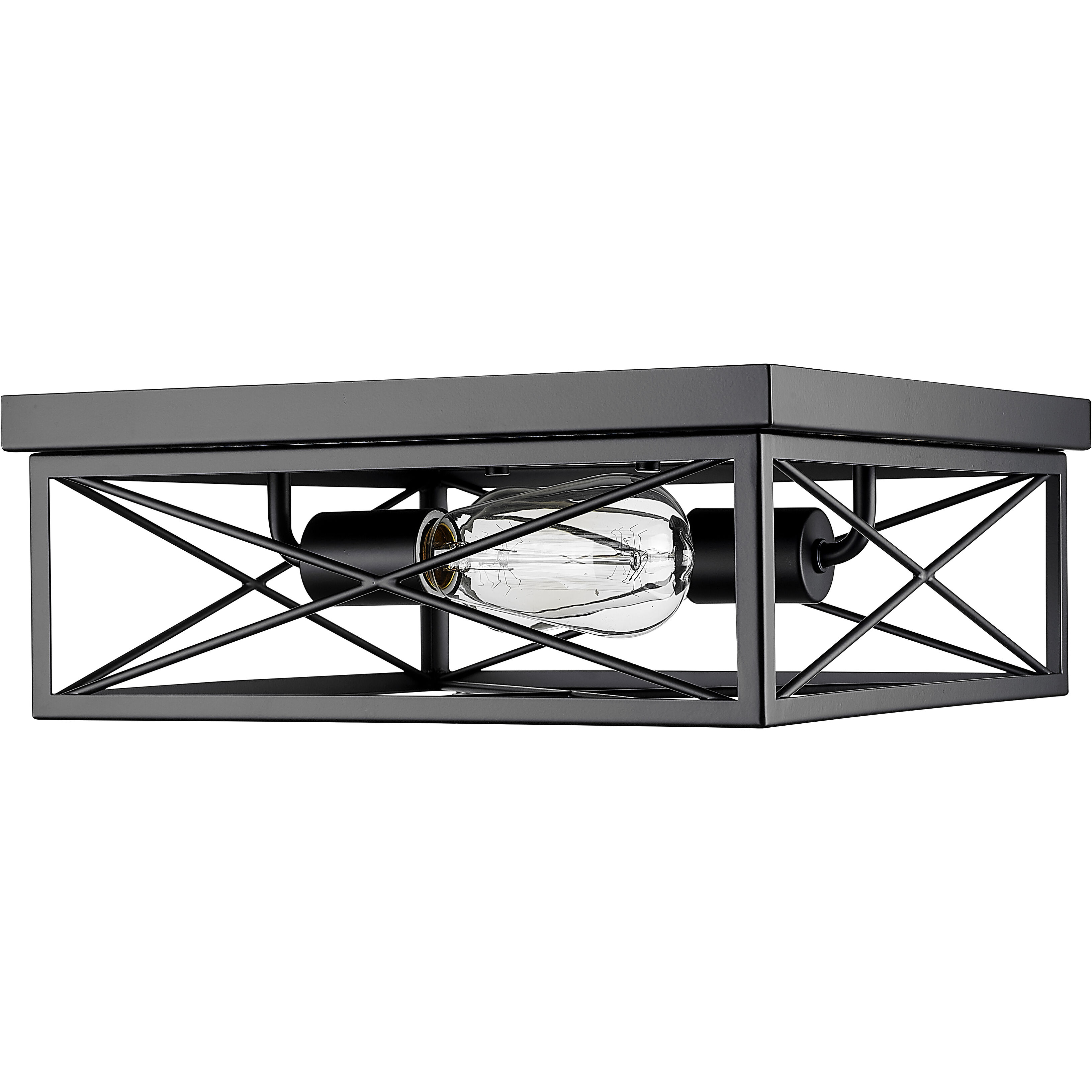 None 2 Light 13 inch Matte Black Flush Mount Ceiling Light
